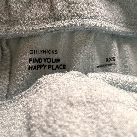 gilly hicks grey & blue terry cloth soft drawstring relaxed lounge shorts xxs - Picture 5 of 6
